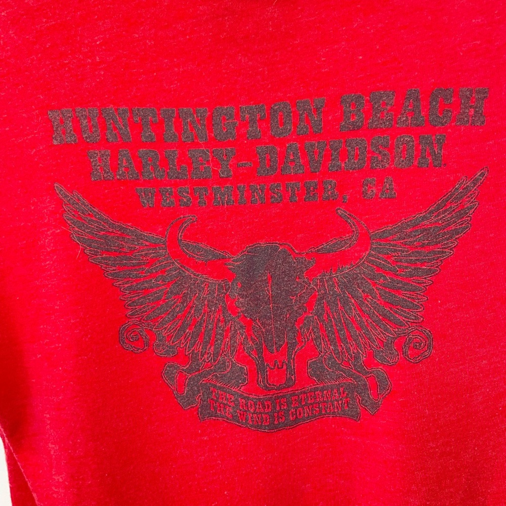 Harley-Davidson Women’s Red Graphic Tee Huntington Beach Harley - Picture 3 of 5